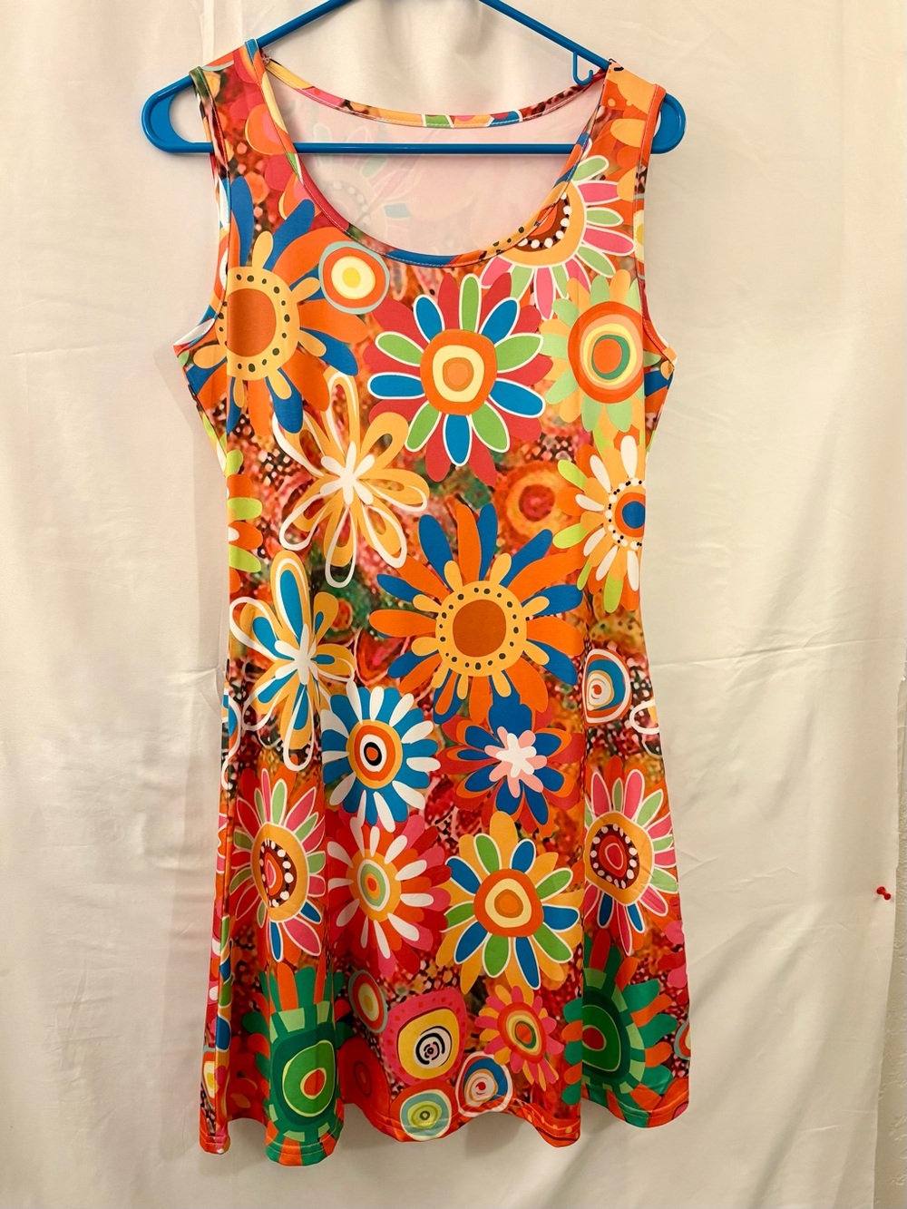 Women’s Sleeveless Orange Floral Tank Dress